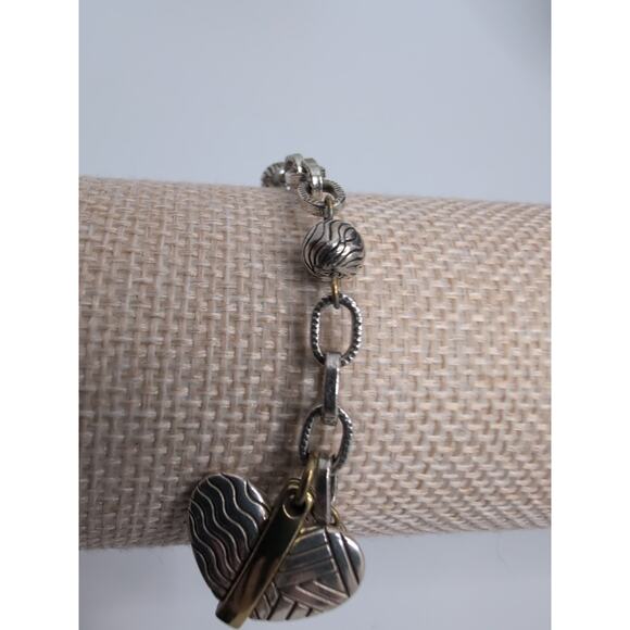 Brighton two tone Heart Charm Ball beads bracelet - Picture 7 of 11